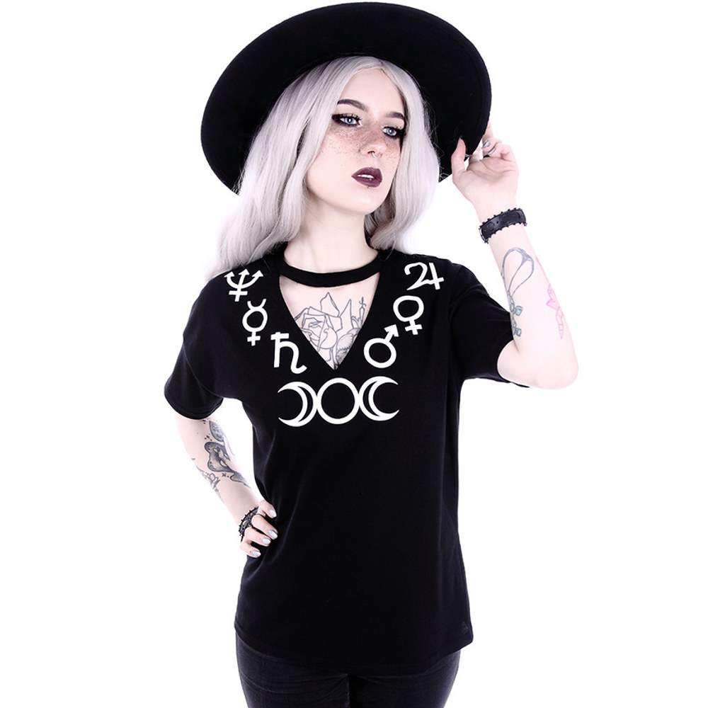 Restyle - Symbols v-neck Damen T-Shirt - Schwarz